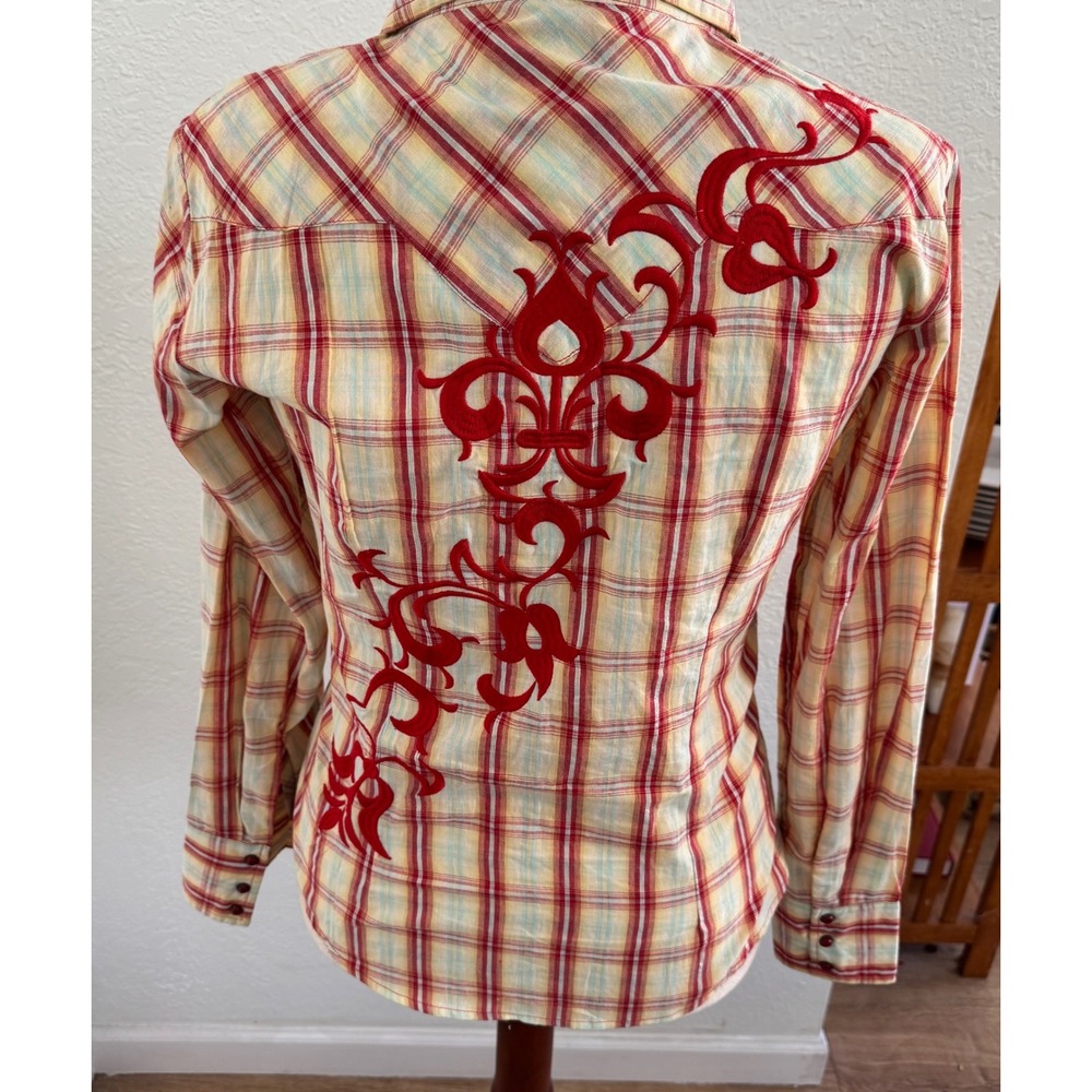 Panhandle Slim Embroidered Pearl Snap Western Shirt Women's Medium Pink Rodeo